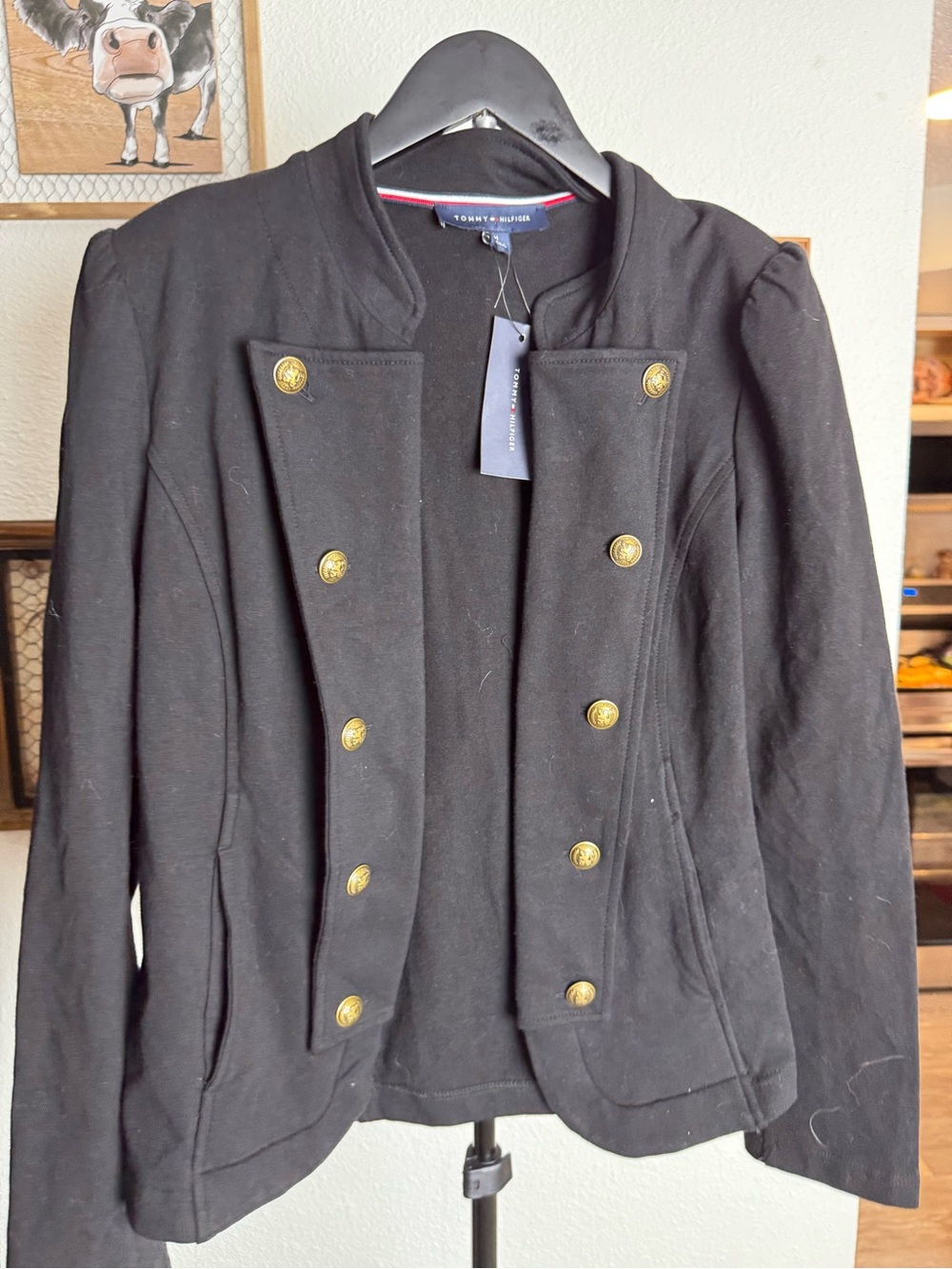 Tommy Hilfiger Black Military-Style Jacket New With Tags Woman’s Size Medium.